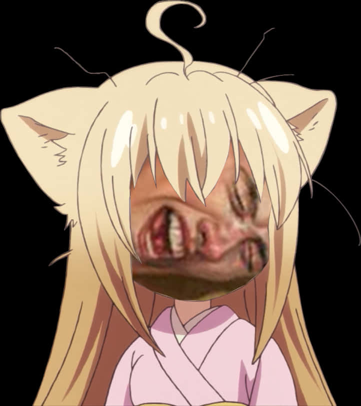Distorted_ Anime_ Character_with_ Cat_ Ears PNG