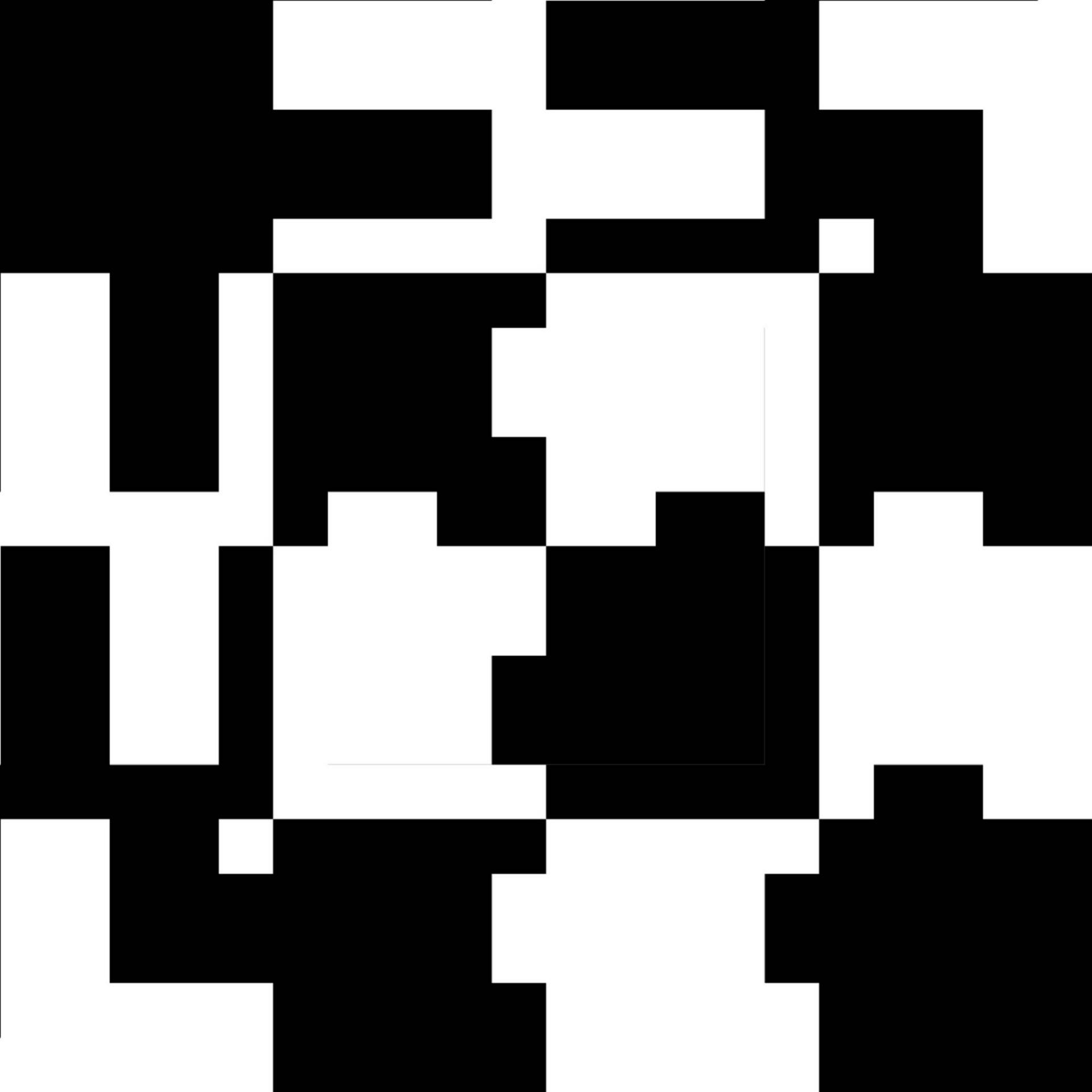 Forvrænget puzzel-lignende sorte og hvide firkanter Wallpaper