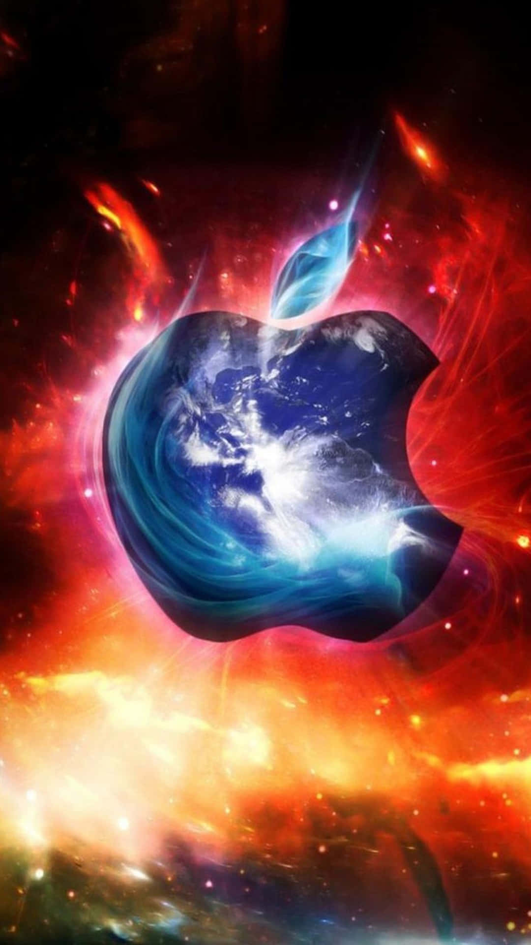 Distorted Sky Cool Mac Logo Flames Wallpaper