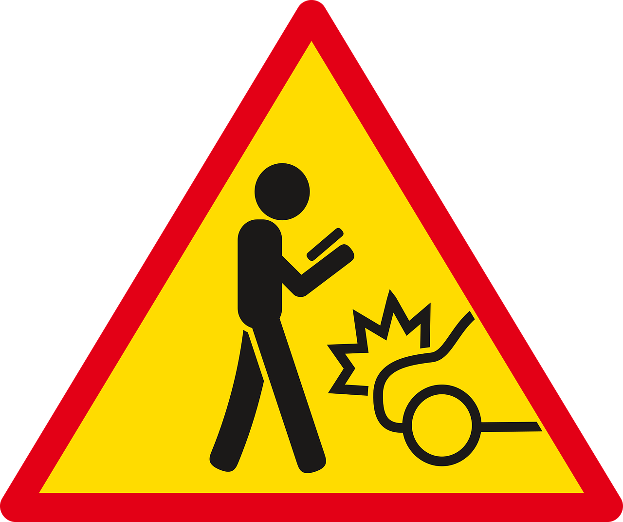 Distracted Walking Warning Sign PNG