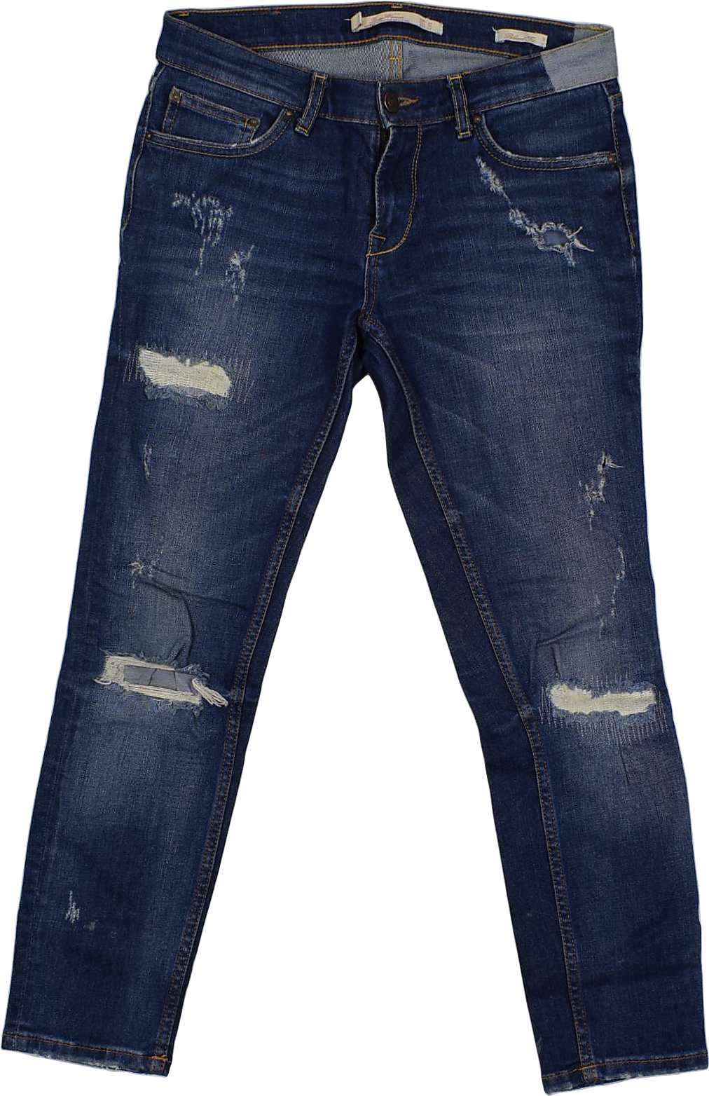 Distressed Blue Denim Jeans PNG