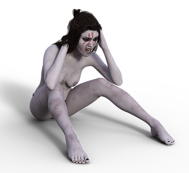 Distressed Demonic Figure Sitting PNG