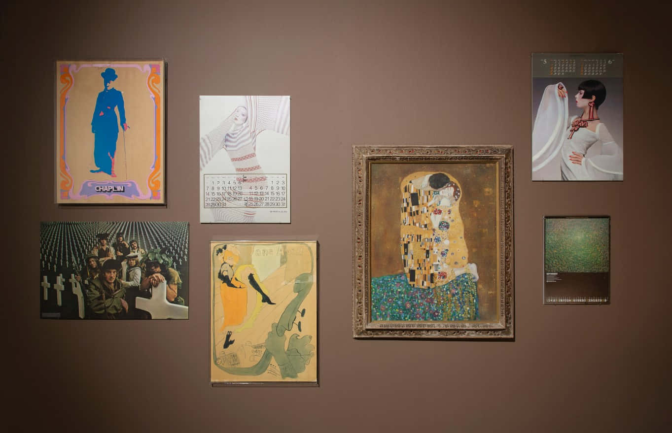 Diverse Artwork Exhibition Wall Wallpaper