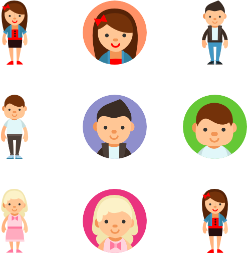 Diverse Cartoon Avatars Collection PNG