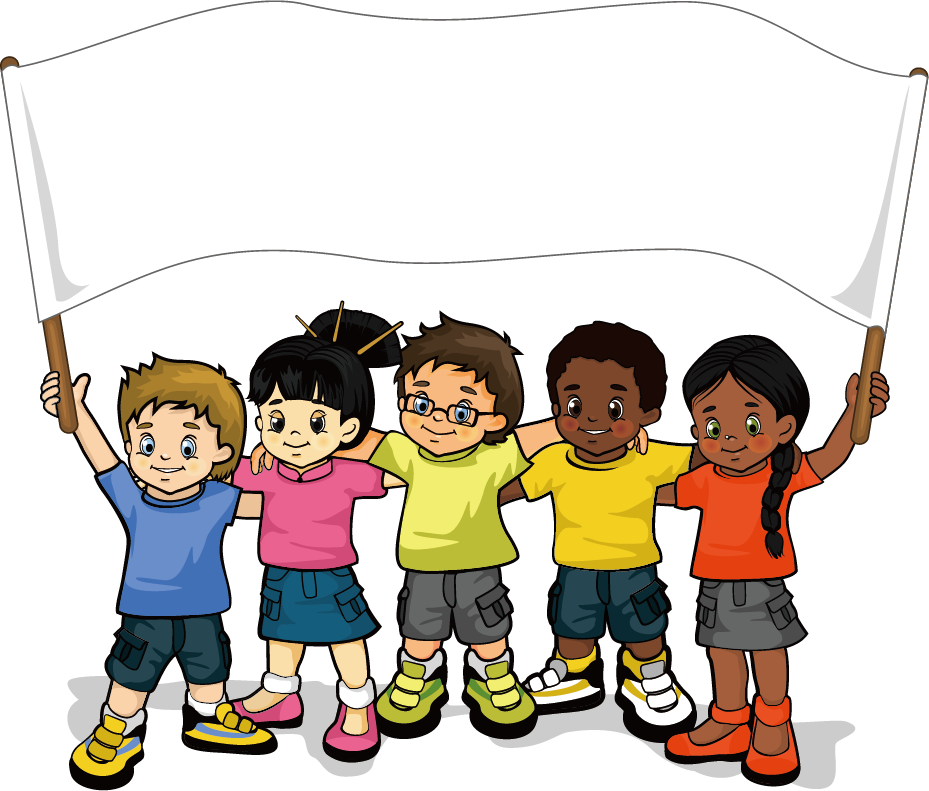 Diverse Children Holding Blank Banner PNG