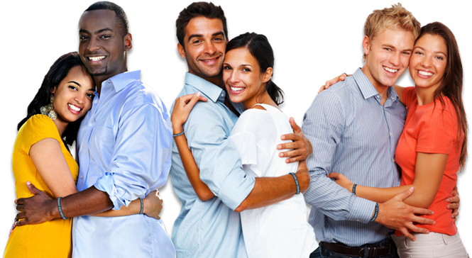 Diverse Couples Embracing Happiness PNG