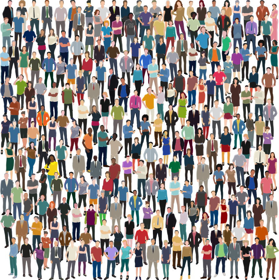 Diverse Crowd Gathering Illustration PNG