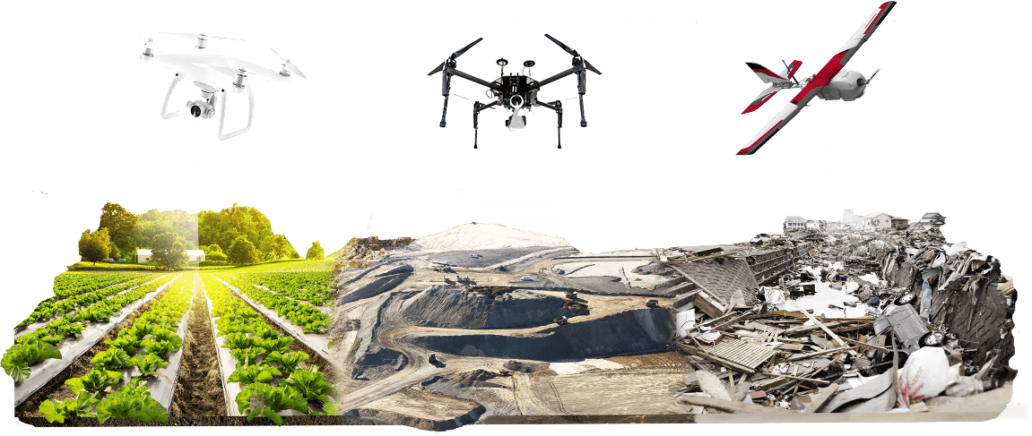 Diverse Drone Applications Illustration PNG