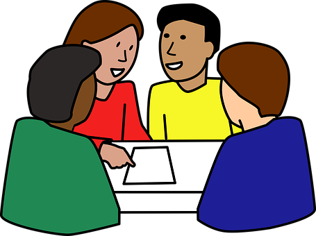Diverse Group Meeting Cartoon PNG