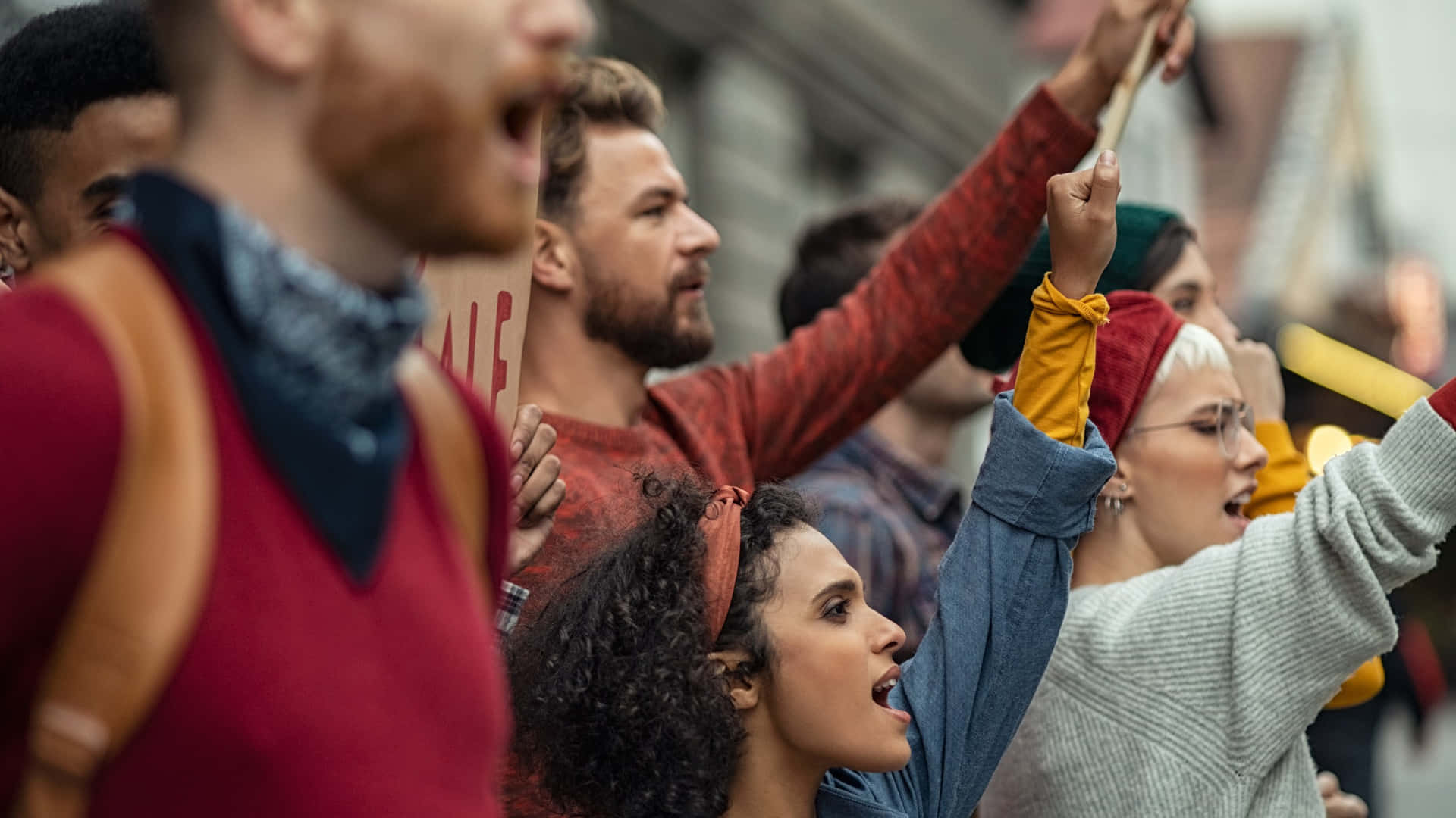 Diverse Groep Vredig Protesterend Achtergrond