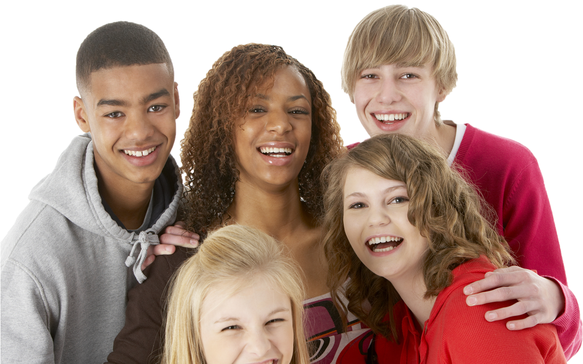 Diverse Groupof Teen Friends Laughing PNG