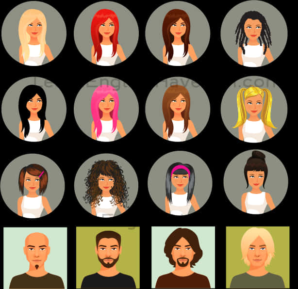 Diverse Hairstyles Collection PNG