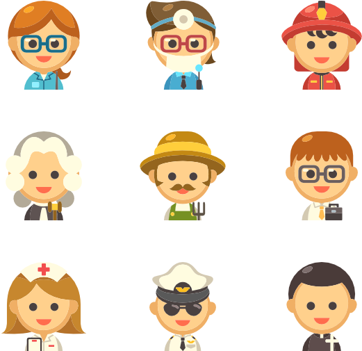 Diverse Professions Icons PNG
