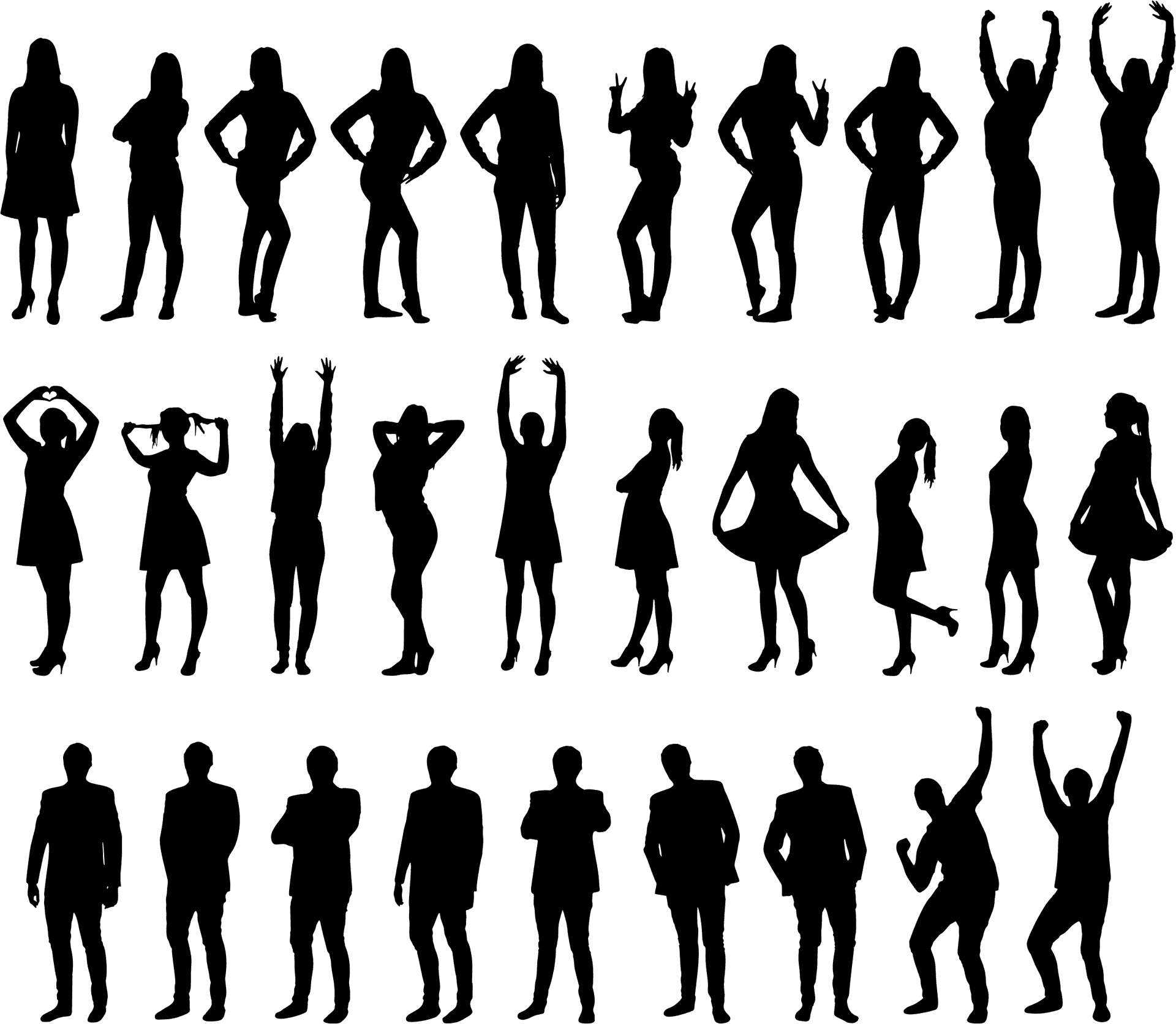 Diverse Silhouettesof People Posing.png PNG