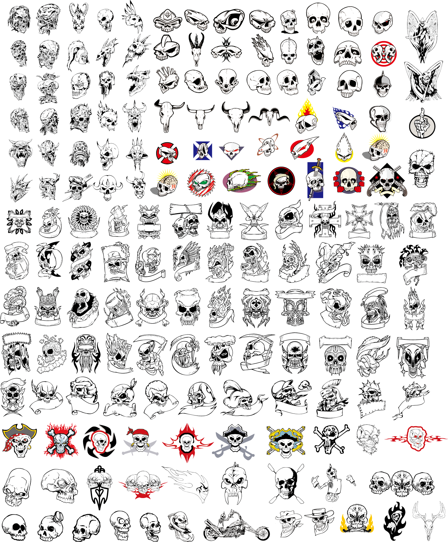 Diverse Skull Vectors Collection PNG