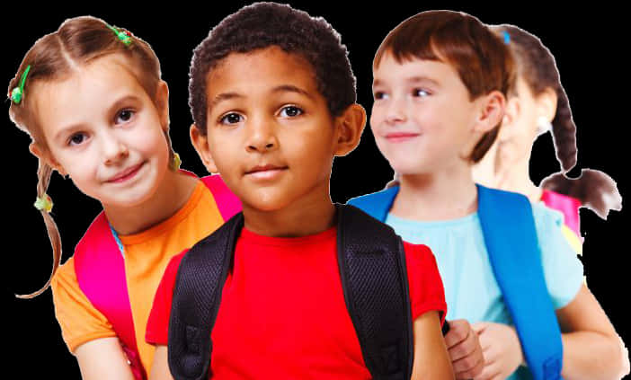 Diverse Students With Backpacks PNG