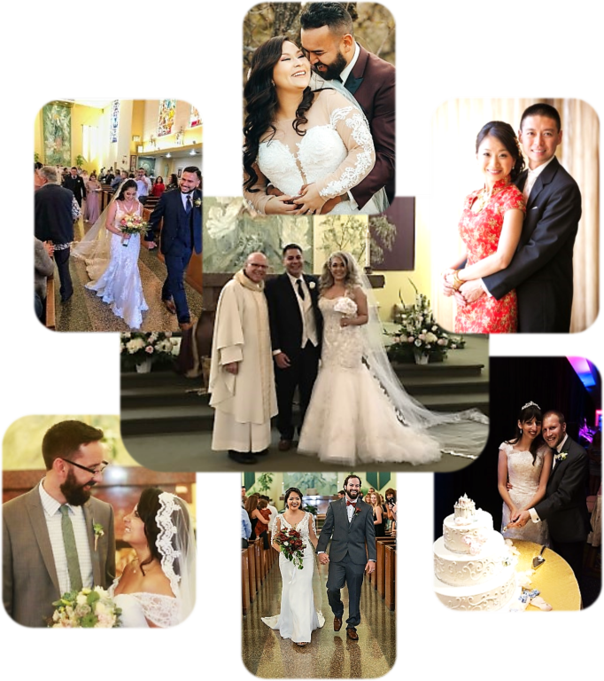 Diverse Wedding Couples Collage PNG