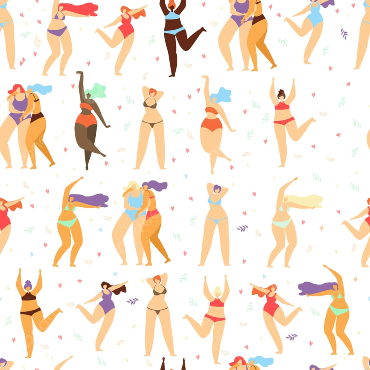 Diverse Women Celebration Pattern Wallpaper