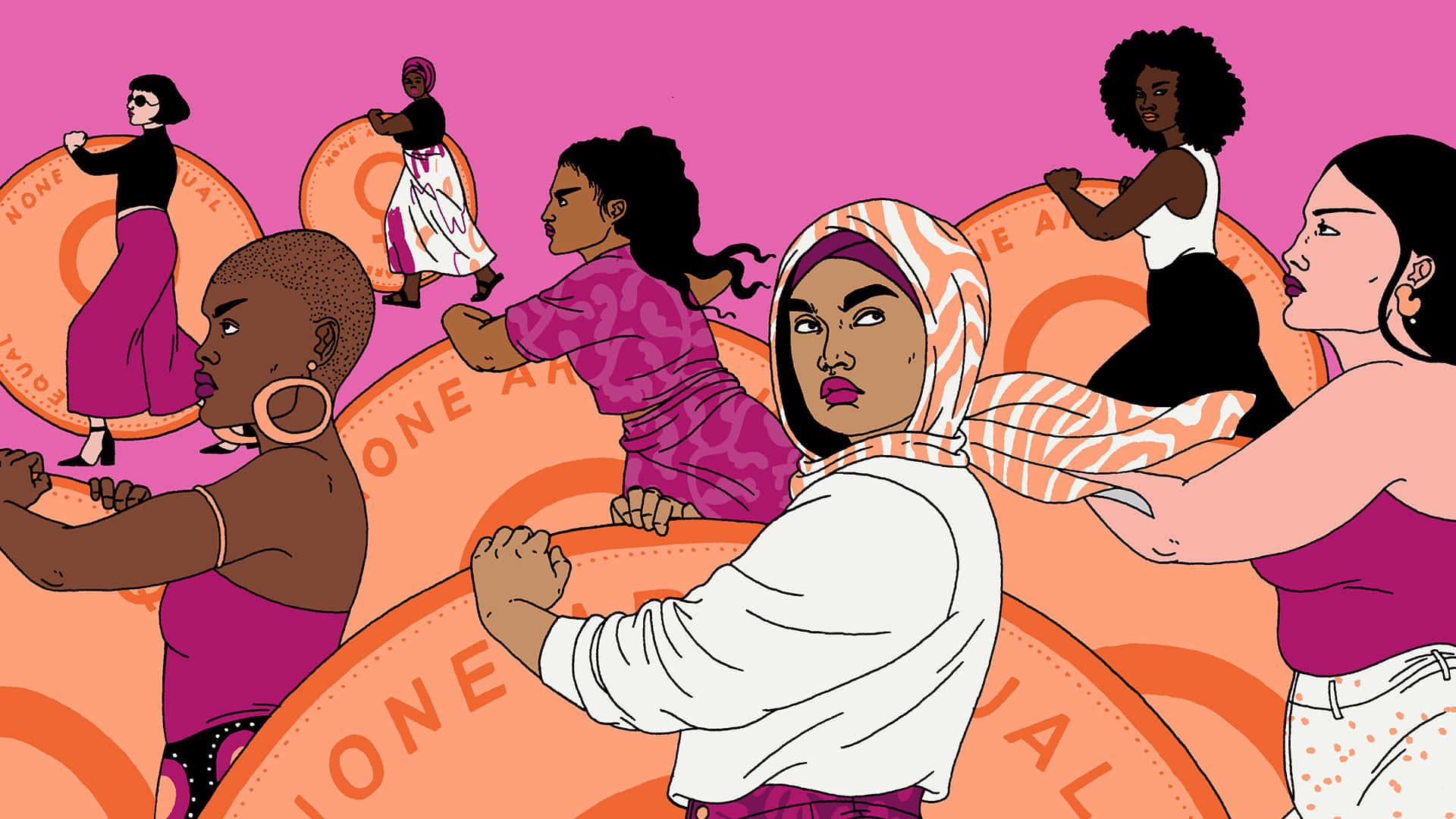 Diverse Women Unity Illustration Wallpaper