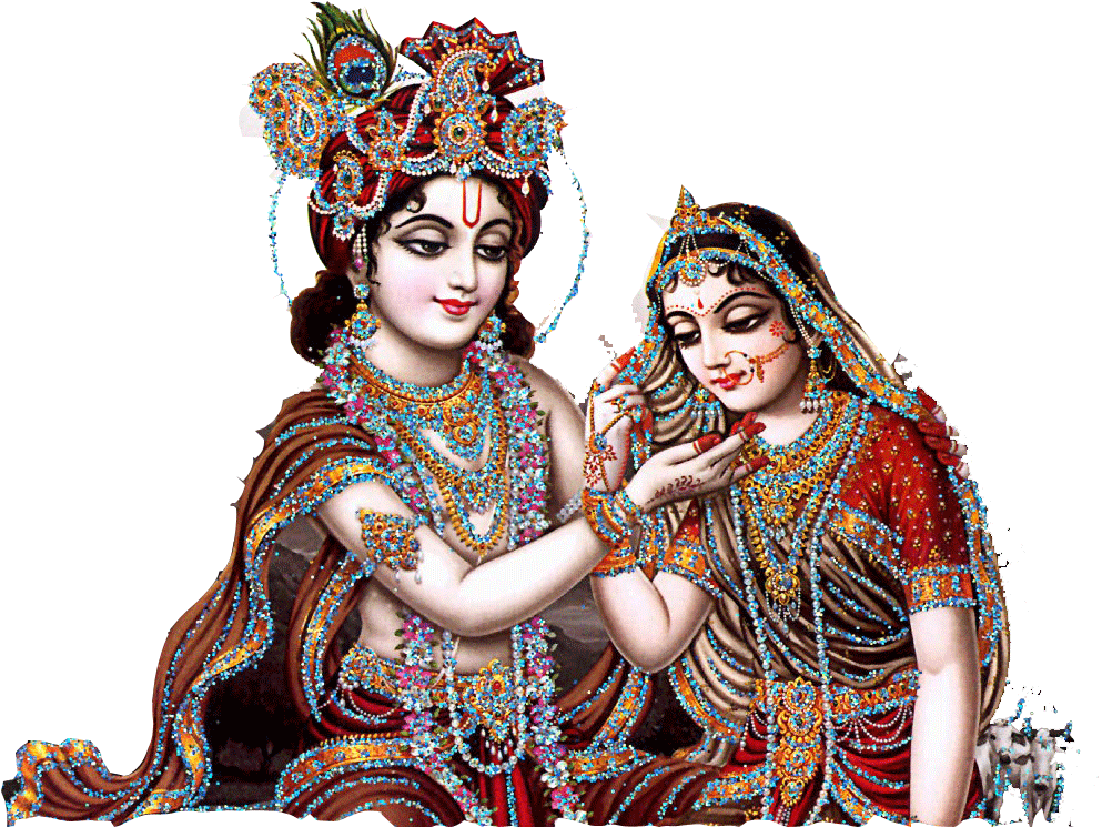 Divine Couple Krishna Radha Artwork PNG