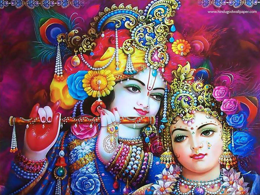 Divine Gaze Of Lord Krishna Wallpaper