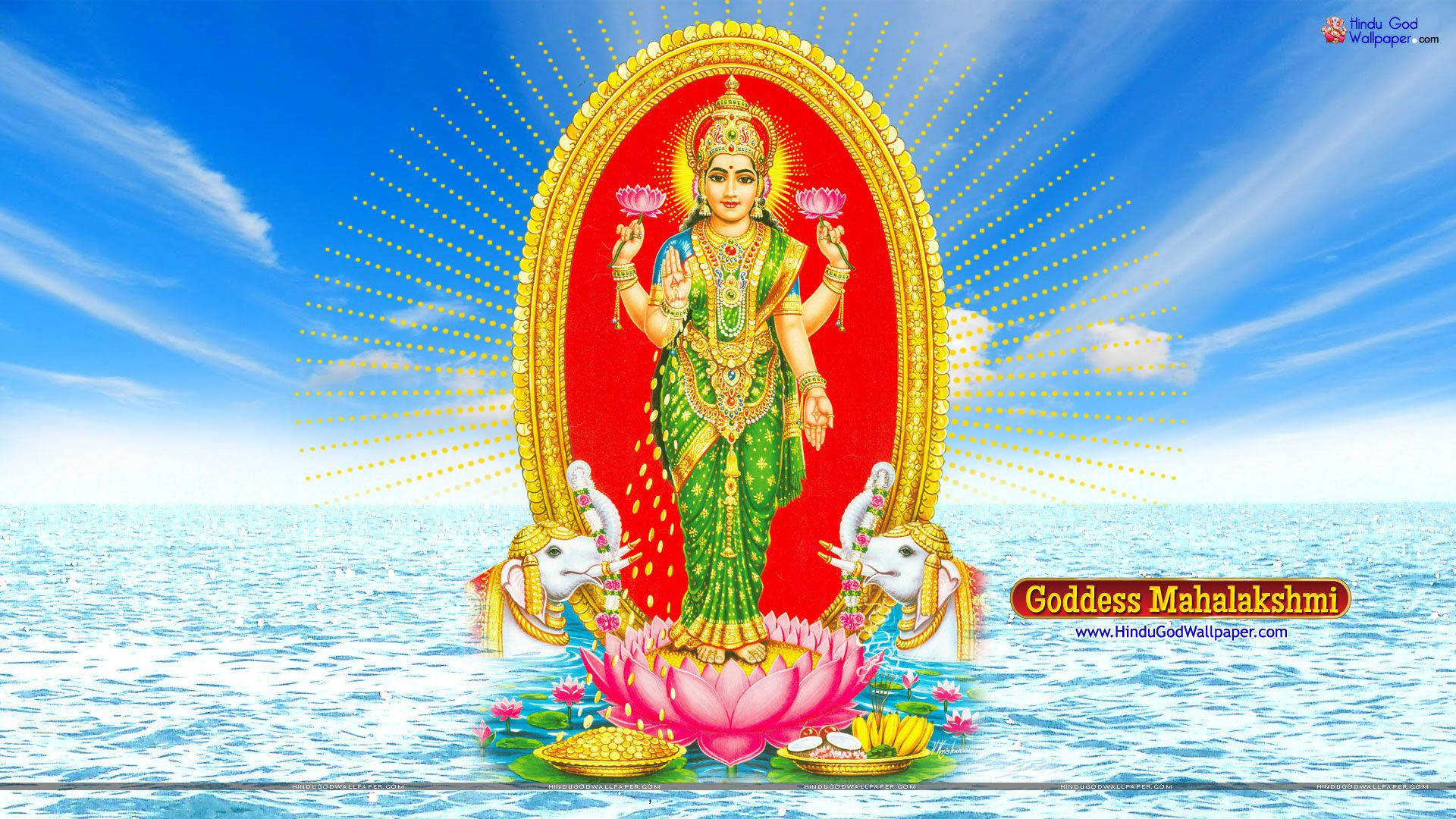 Divine Grace Of Goddess Mahalakshmi Wallpaper