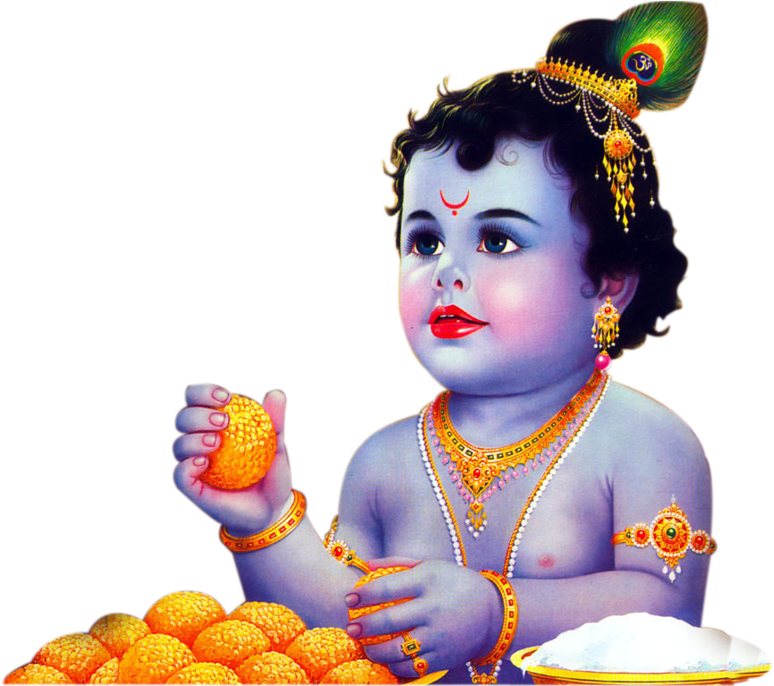 Divine Infant Krishna With Laddus PNG