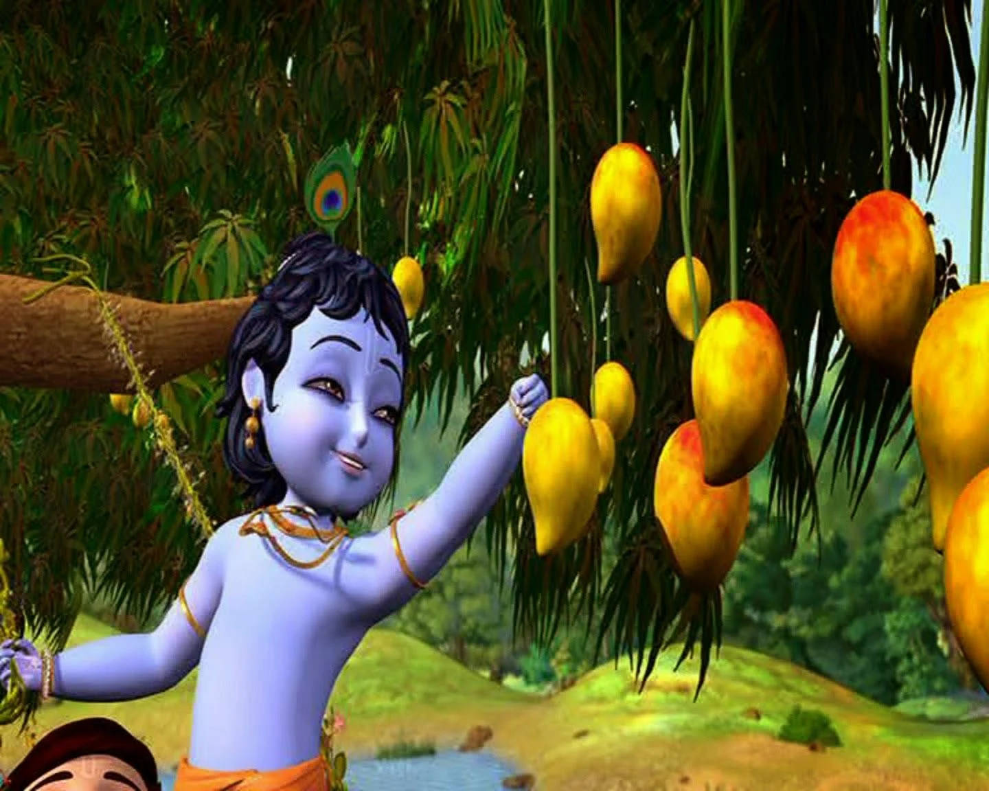 Divine Little Krishna Playing His Enchanting Flute. Wallpaper