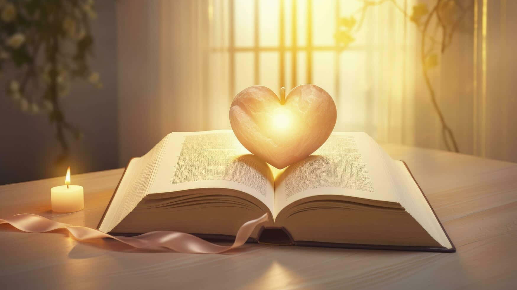 Divine Love Bookand Candle Wallpaper