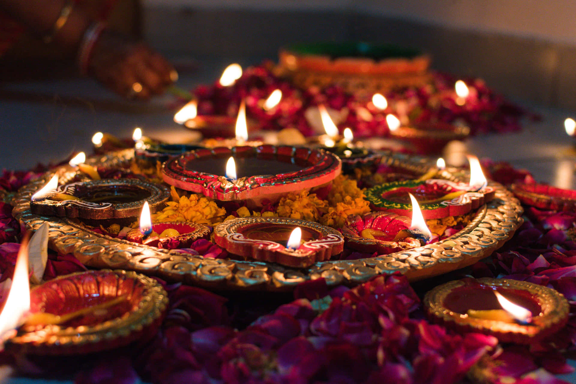 Diyaljusbelysning Diwali-bakgrund