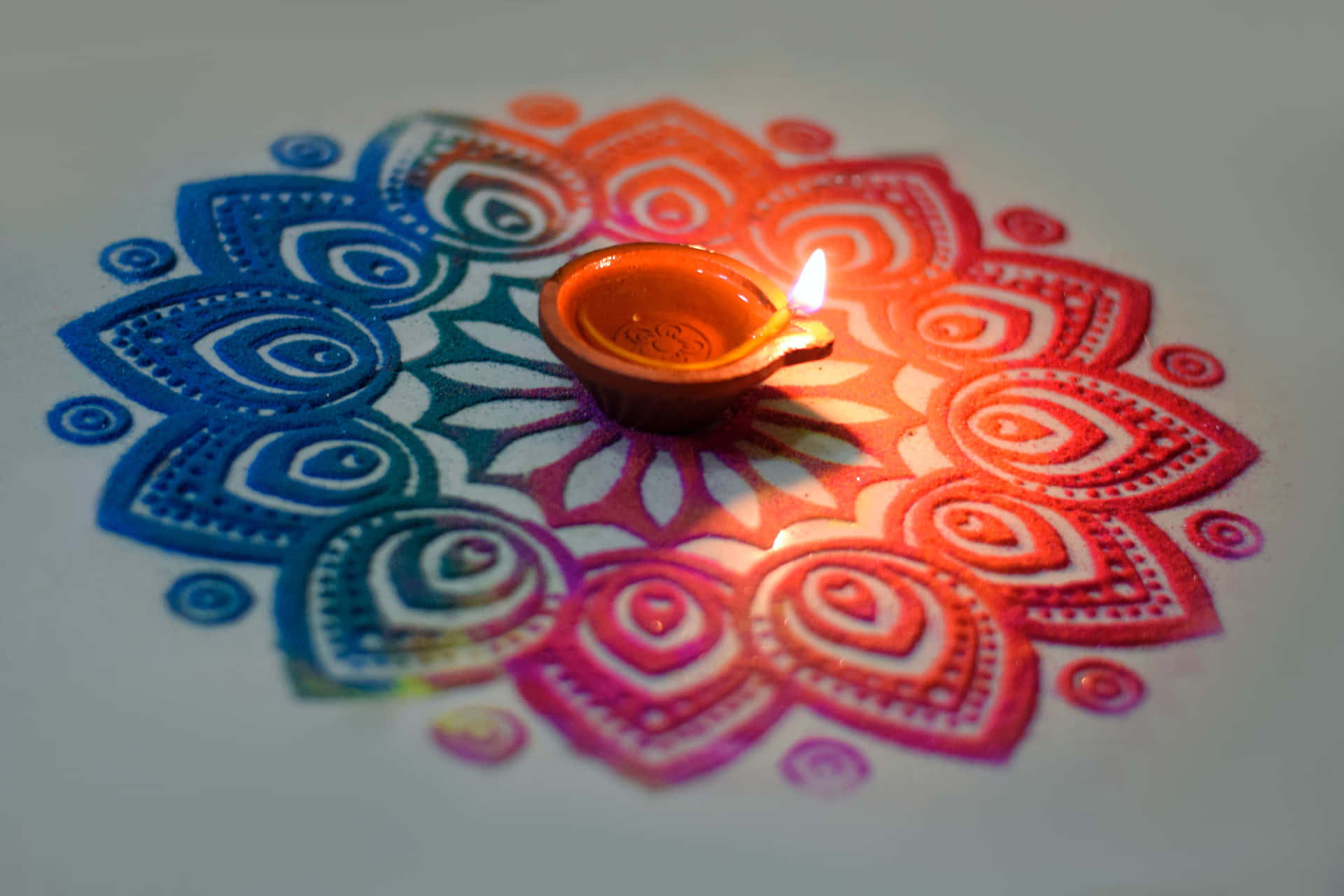 Velade Diwali Em Um Fundo Com Padrão De Rangoli