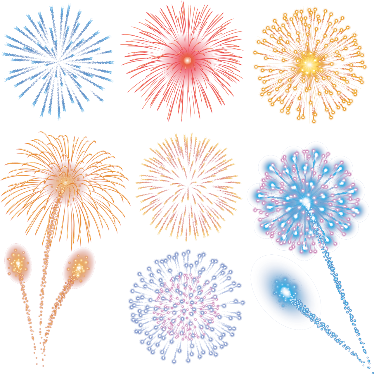 Diwali Fireworks Display Illustration PNG