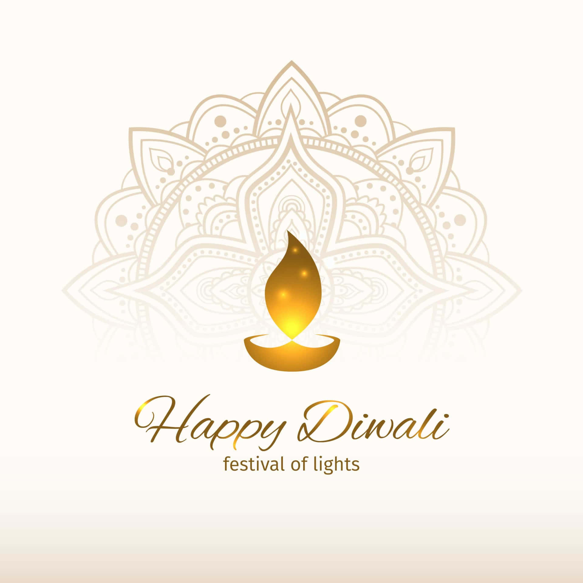 Fundode Tela De Feliz Diwali, Festival Das Luzes, Com Vela Dourada