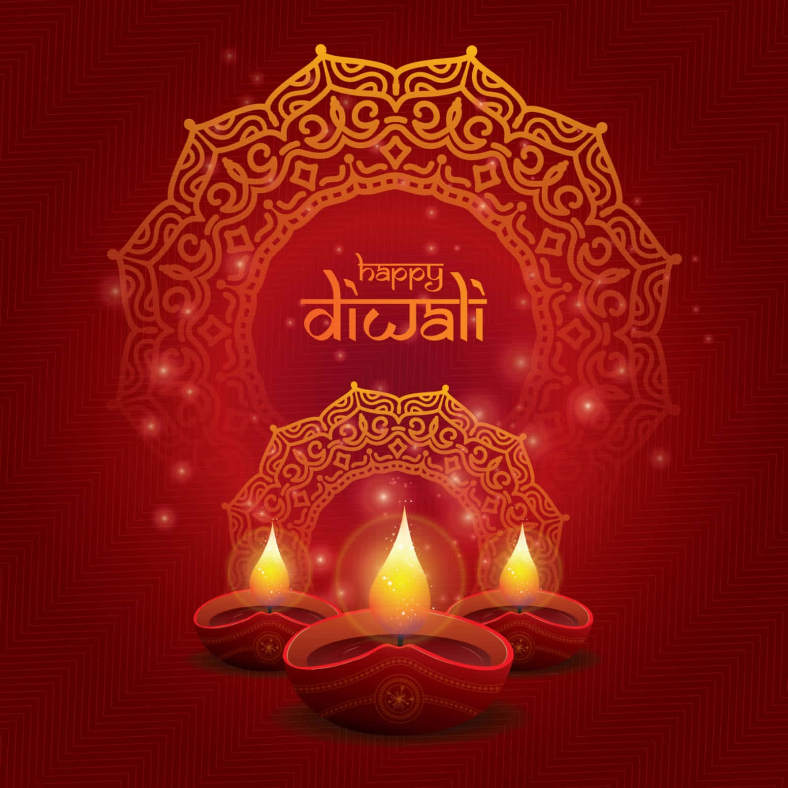 Happy Diwali With A Red Background With Candles