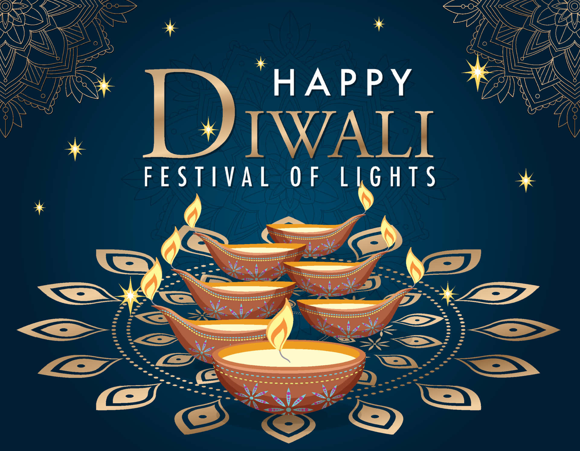 Happy Diwali Festival Of Lights With Candles