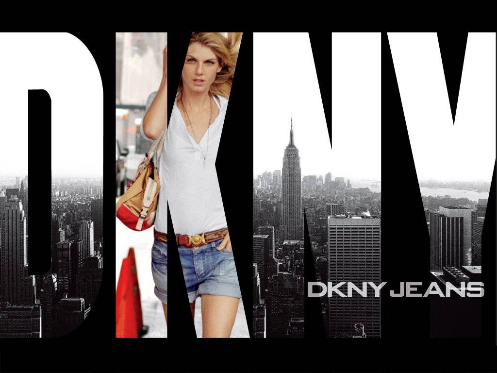 Logode Dkny Con Una Mujer. Fondo de pantalla
