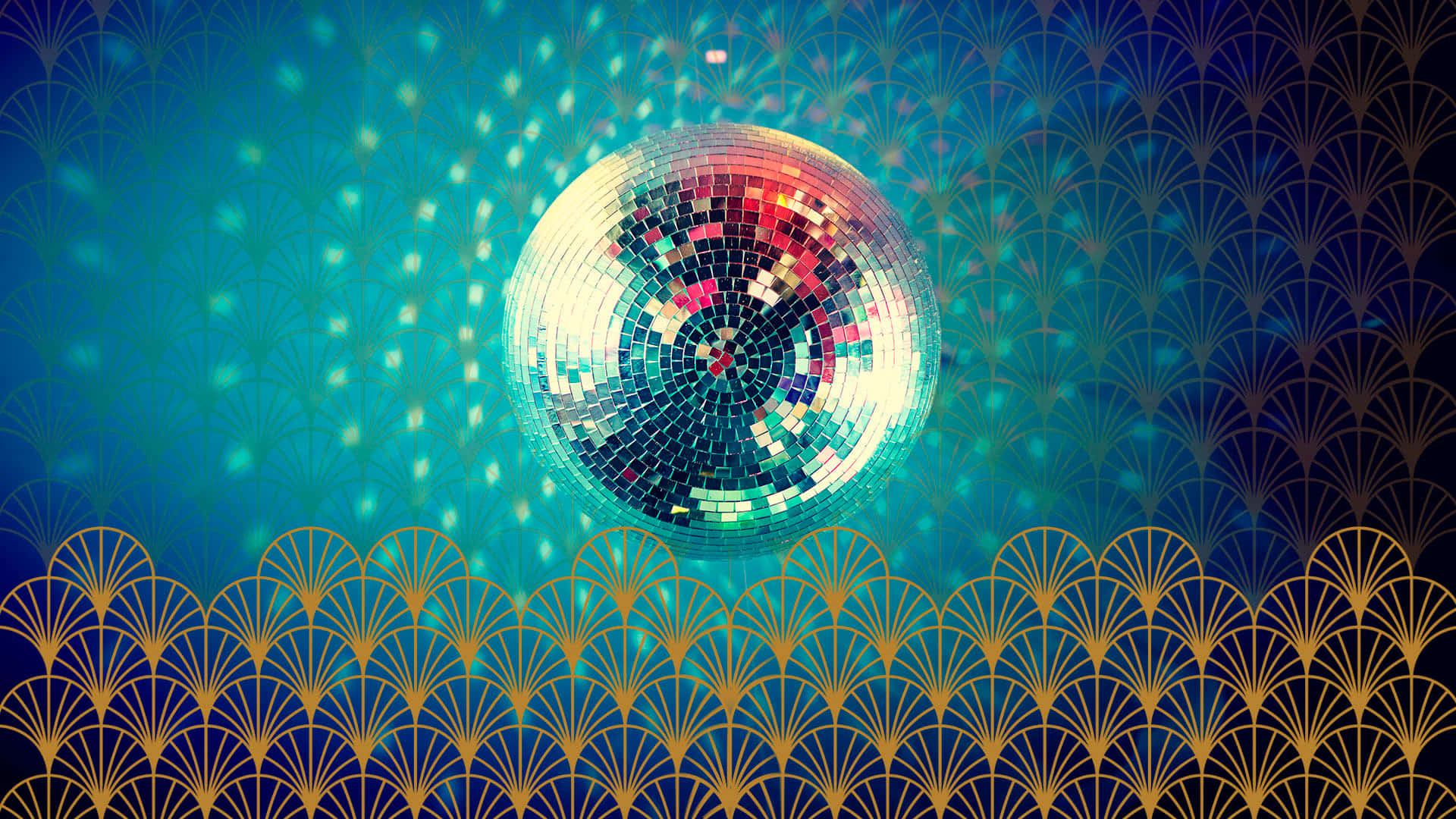 A Disco Ball On A Blue Background Wallpaper