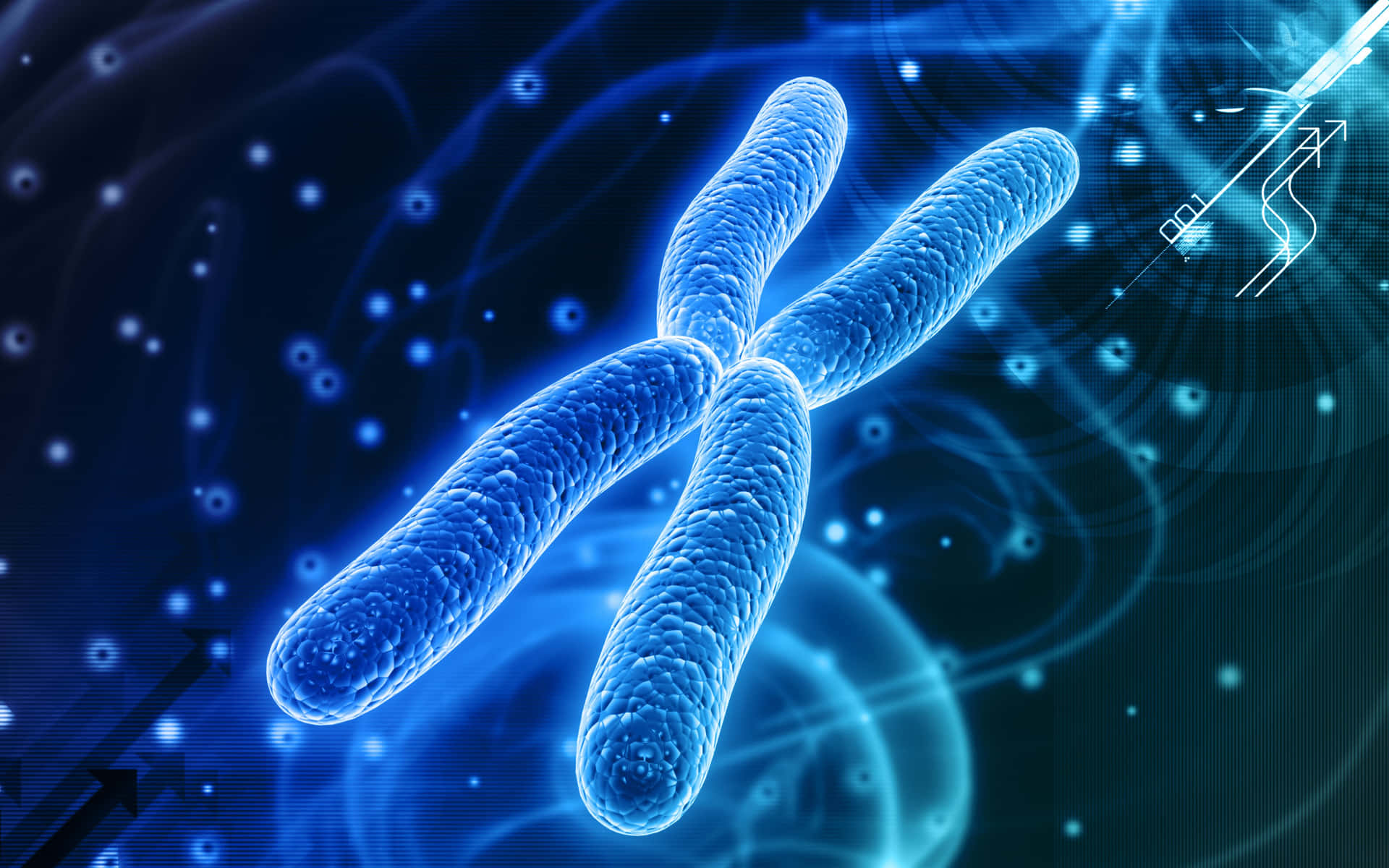 Enblå Kromosom Med En Blå Bakgrund