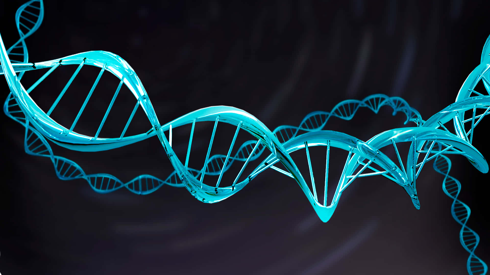 A Blue Dna Strand With A Black Background