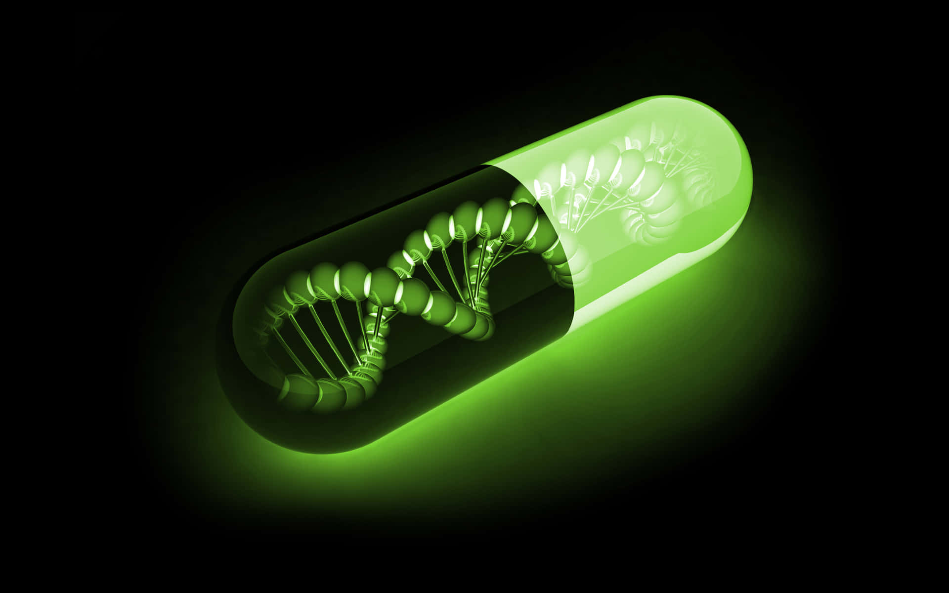 A Green Pill With A Green Dna On It