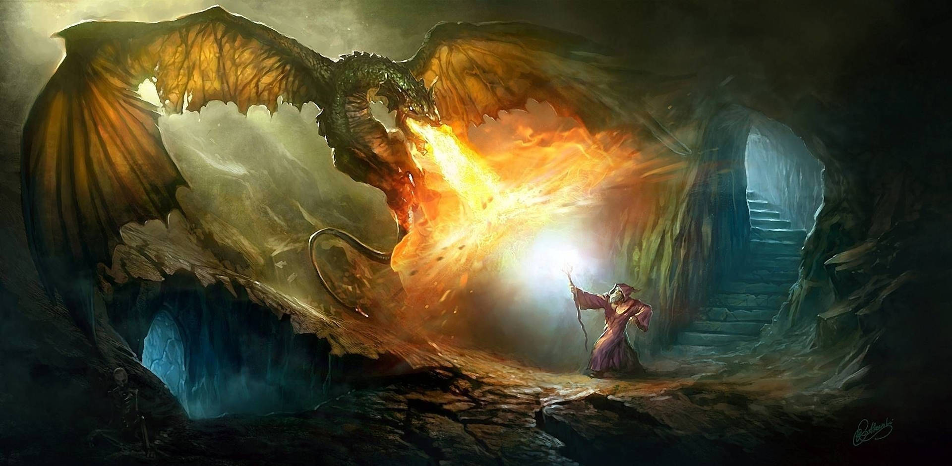 dragon vs wizard