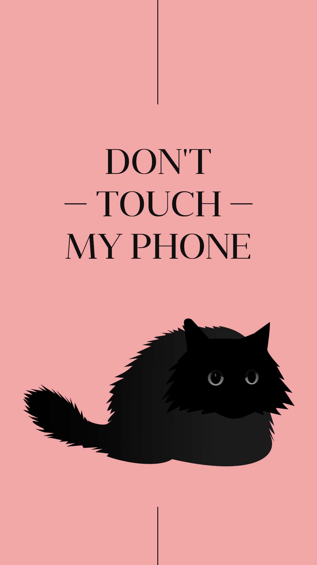 En sort kat med ordene 'ryk ikke ved min telefon' Wallpaper