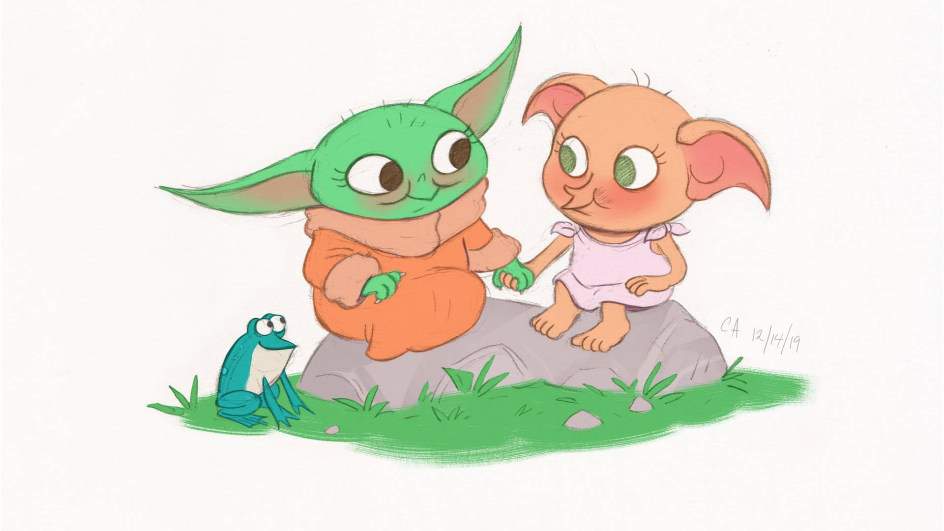 Download Dobby And Yoda Crossover Fanart Wallpaper
