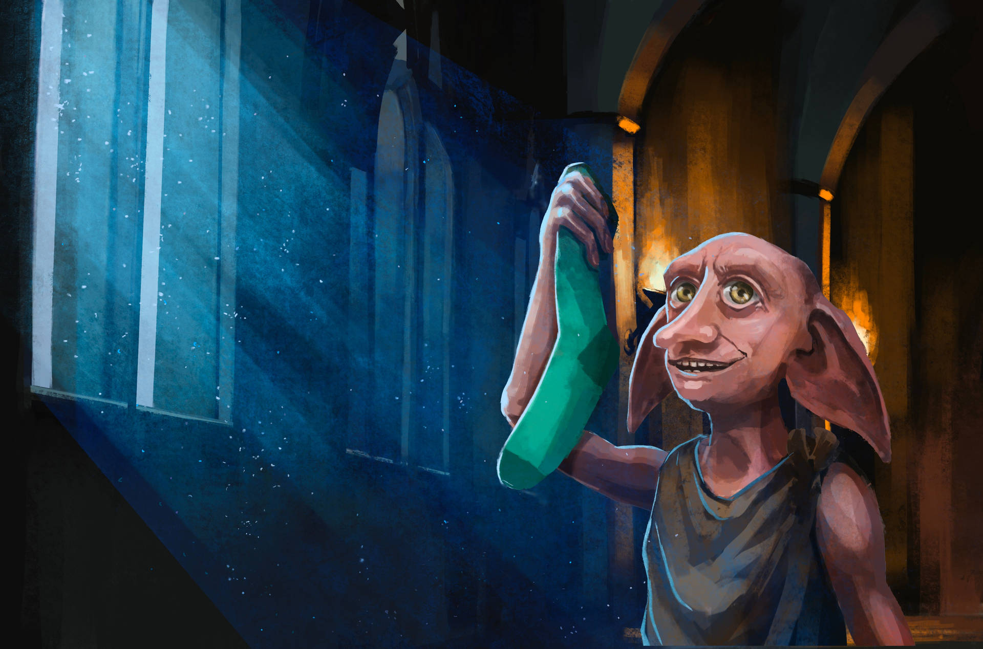 Dobby Elf Digital Painting Raising Sock Wallpaper