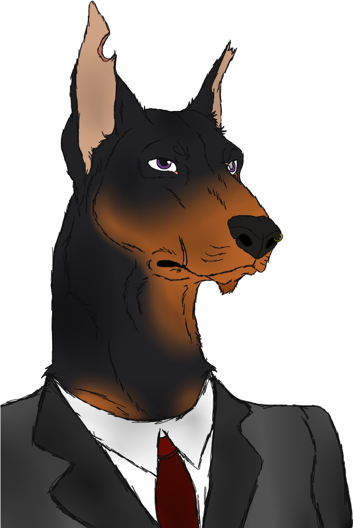 Doberman In Business Suit Illustration PNG