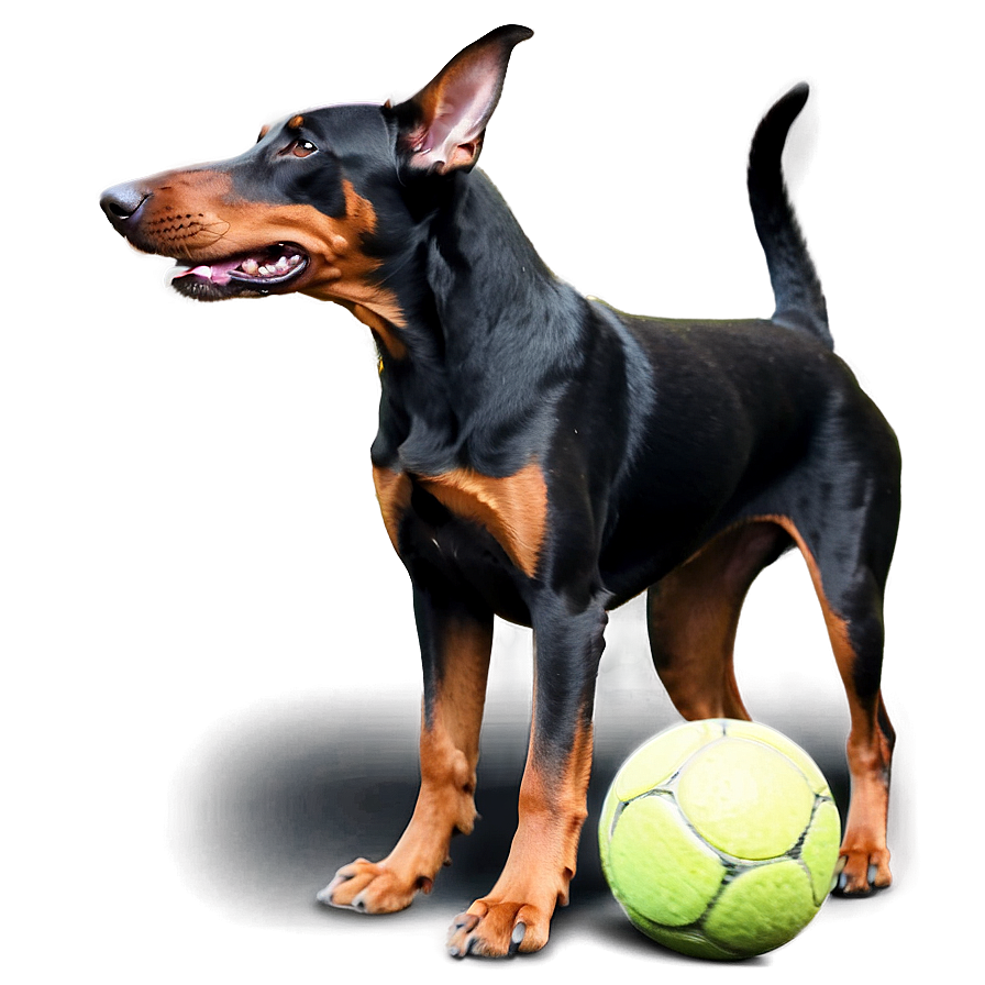 Doberman With Ball Png 06252024 PNG