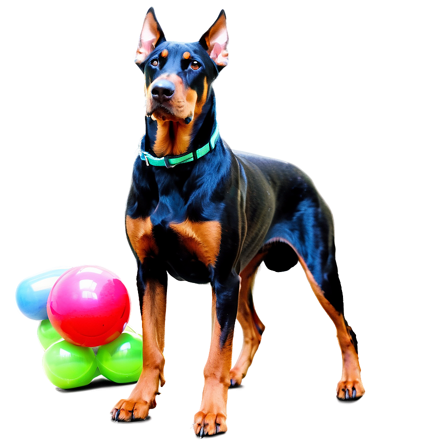 Download Doberman With Toys Png Efr12 | Wallpapers.com