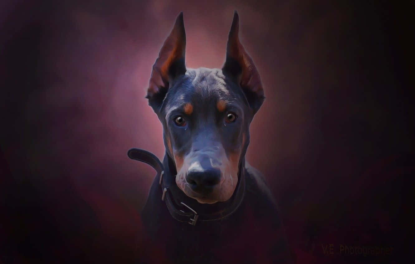 Dobermansolo Is A Computer Or Mobile Wallpaper That Features A Solitary Doberman Dog. In The Context Of Computer Or Mobile Wallpaper, 