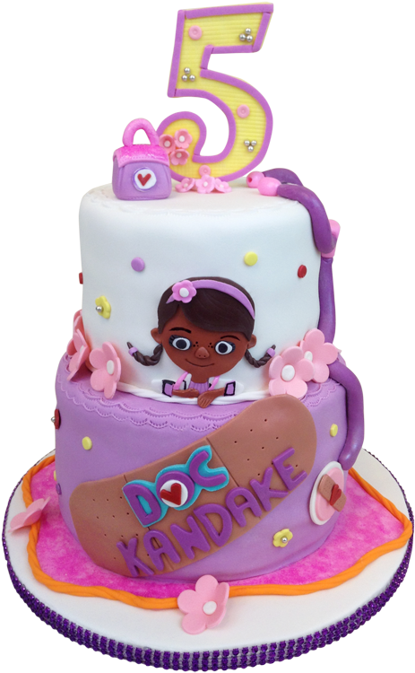 Doc Mc Stuffins Themed Birthday Cake PNG