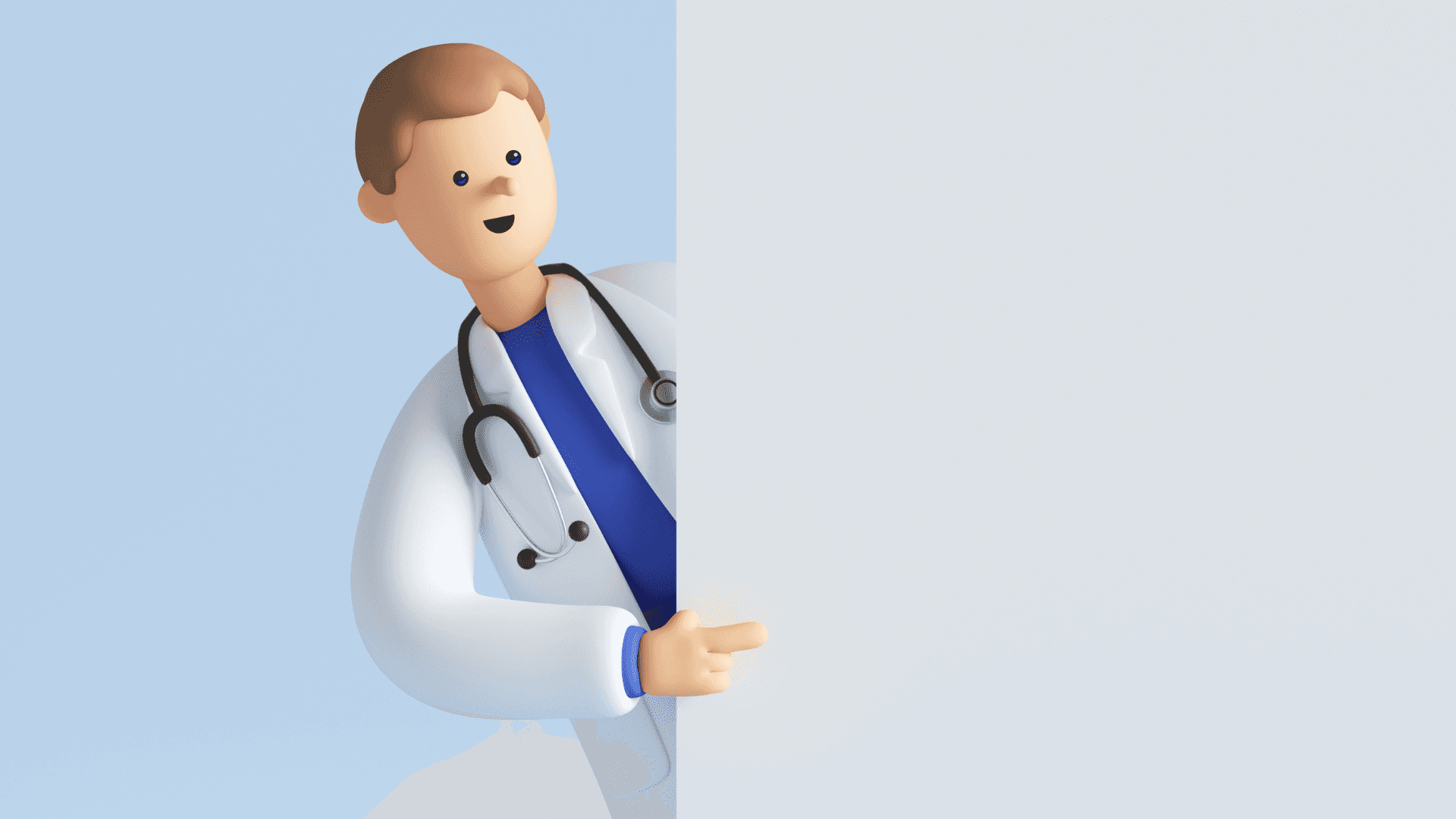3d Doctor Looking At A Blank Wall